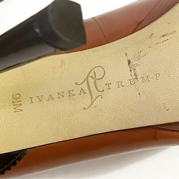 Ivanka Trump Tuxedo Style Stiletto Heel Sz 9.5 Black Tan Patent Leather Formal - Picture 8 of 9